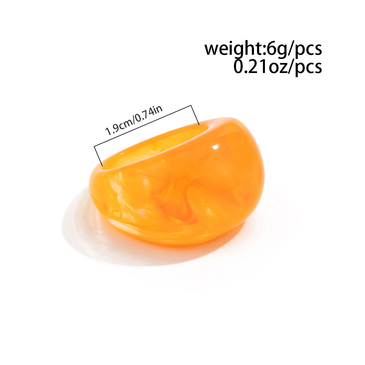Gradient Geometric Oval Resin Ring for Women Stackable Wide Band