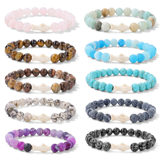 Minimalist Sweet Natural Turquoise Crystal Agate Animal Beaded Stretch Bracelet