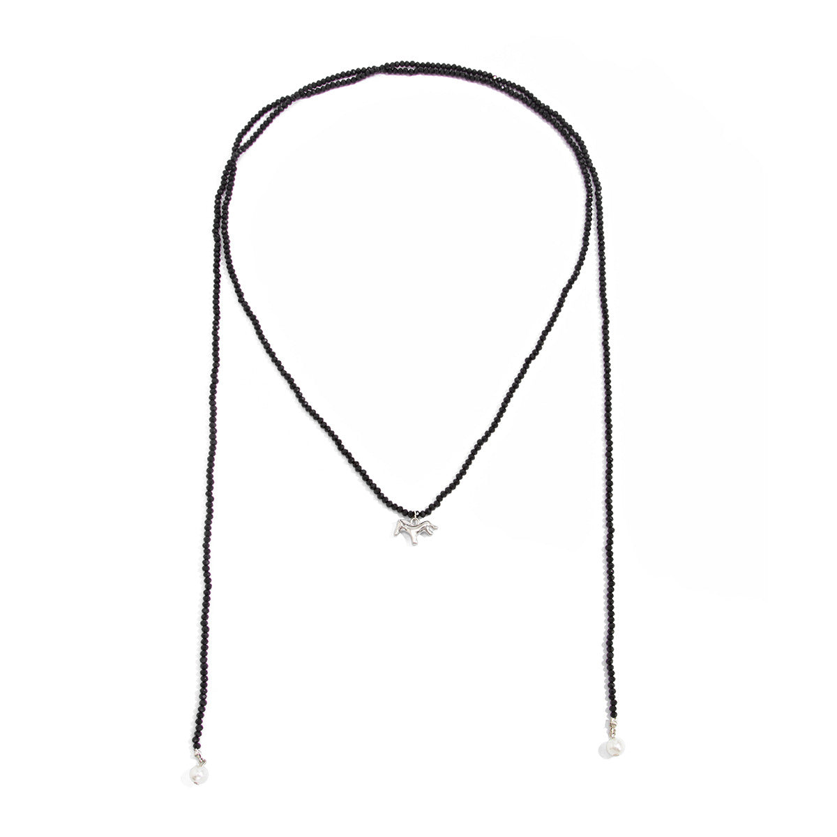 Fashionable Multi-layer Crystal Beaded Necklace with Horse and Pearl Pendant for Women
