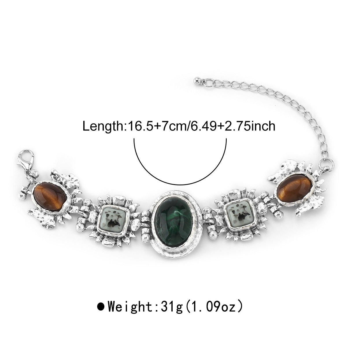 Collar con colgante de resina geométrica estilo barroco vintage con cadena de aleación chapada para mujer
