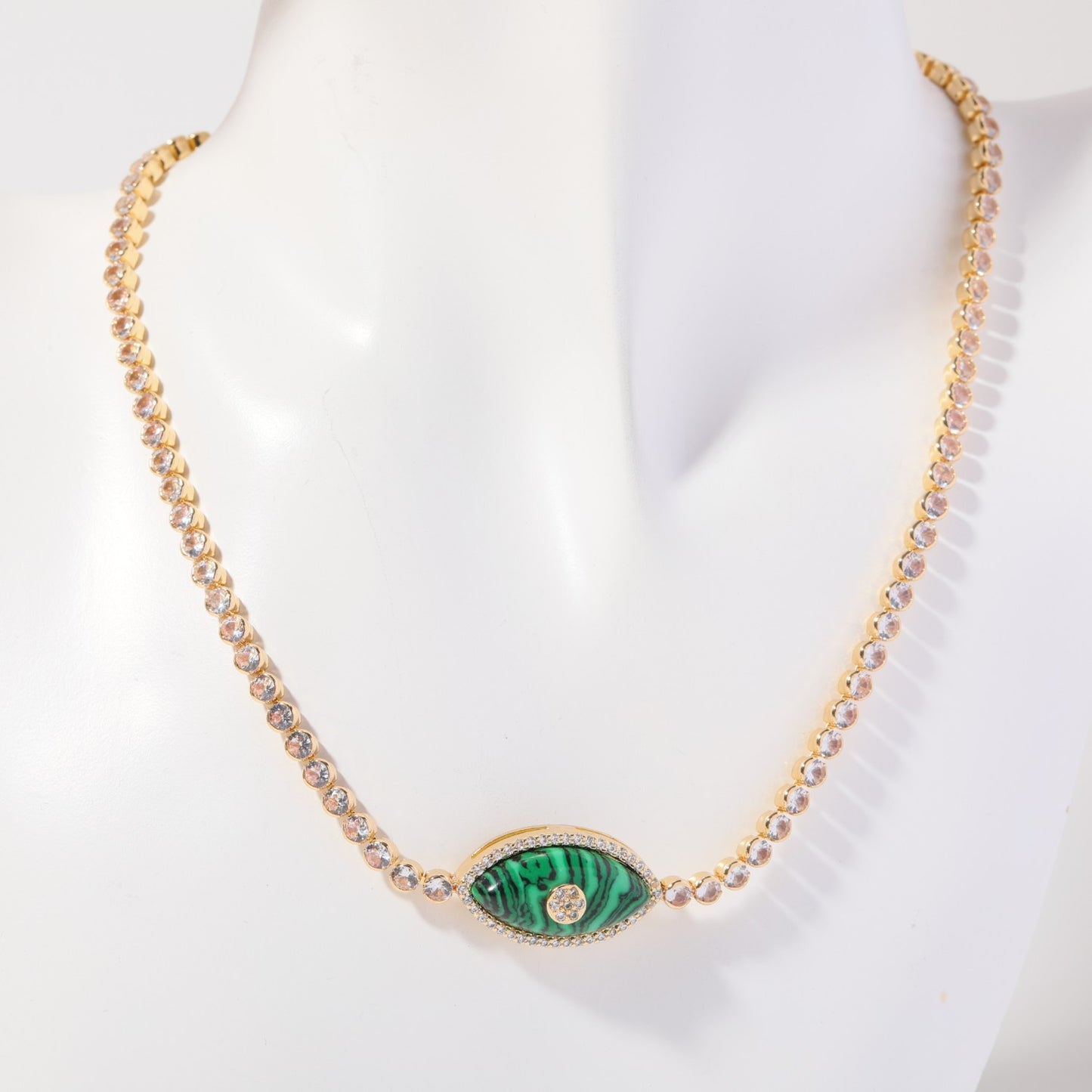 Fashion-Forward Teardrop-Shaped Evil Eye Pendant Necklace in Copper with Titanium Steel Charm and 18K Gold Plating
