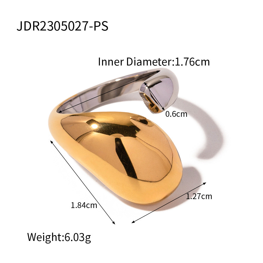 Geometric Floral Plated Stainless Steel Ring for Women