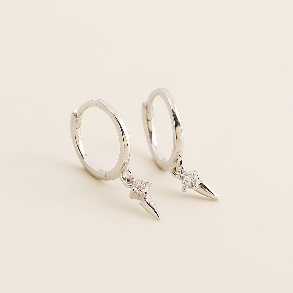 Pendientes de aro con remaches y tornillos geométricos de plata de ley 925 Sweet Streetwear para mujer
