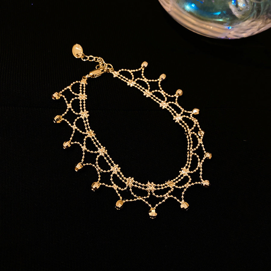 Conjunto de collar con colgante de flecos florales vintage y pulsera de latón con acabado chapado para mujer