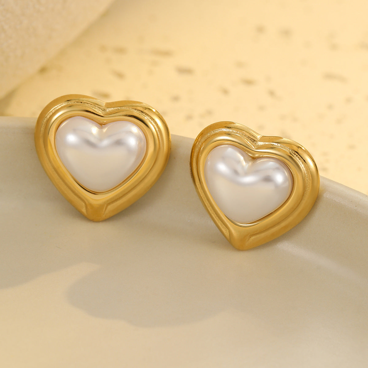 Fashion Minimalist Heart-Shaped Stainless Steel Earrings with 18K Gold Plating for Women