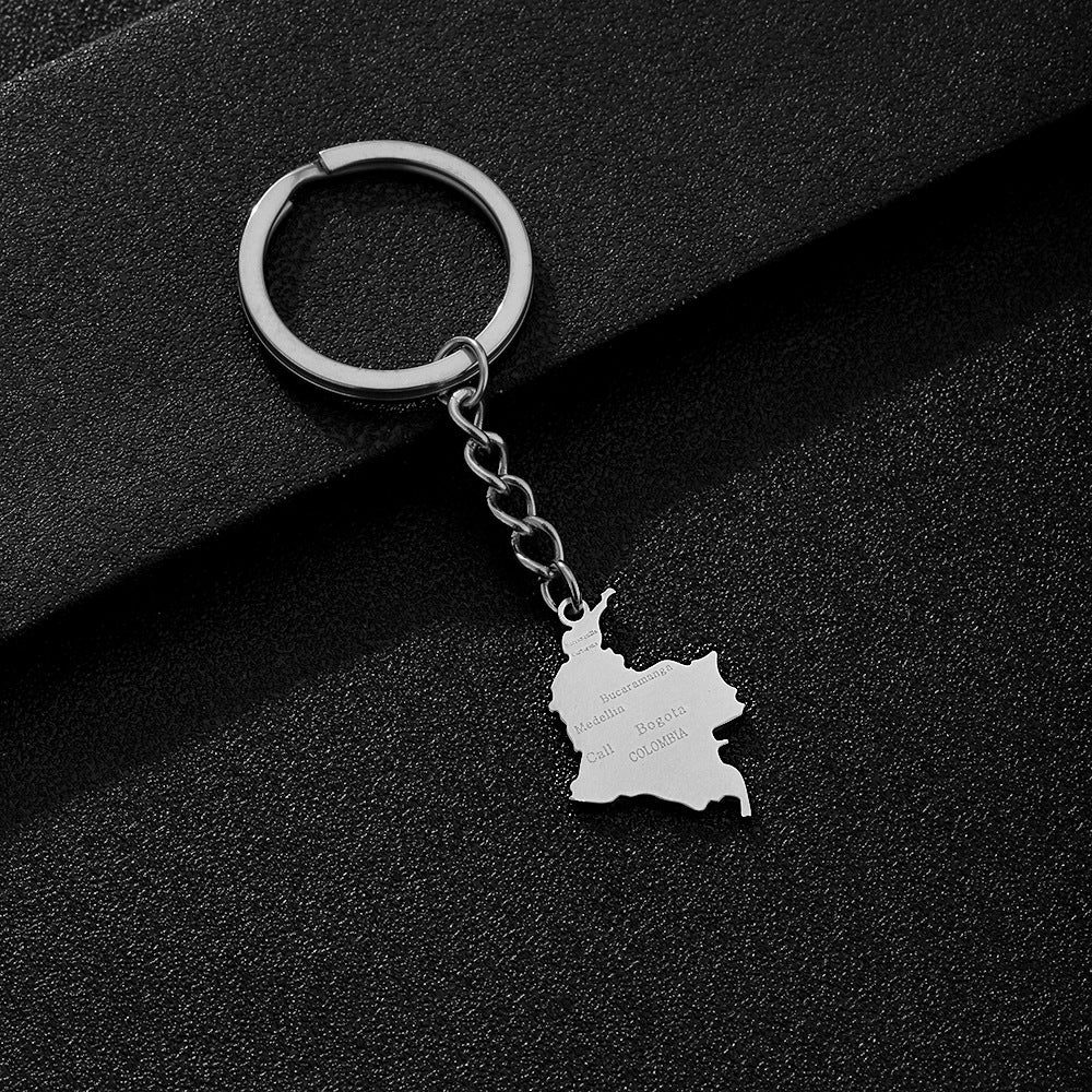Portachiavi Accessorio Ciondolo Smaltato Vintage Colombiano in Acciaio al Titanio per Uomini e Donne