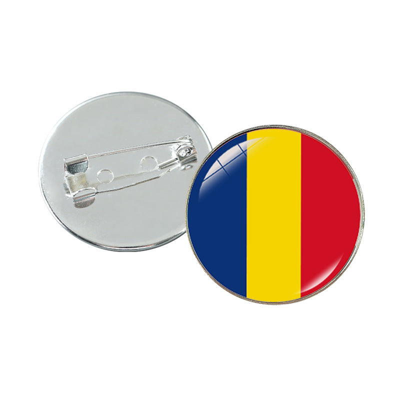 Minimalist Geometric Alloy Plated Brooch with Cabochon Gemstone Unisex Pin Badge