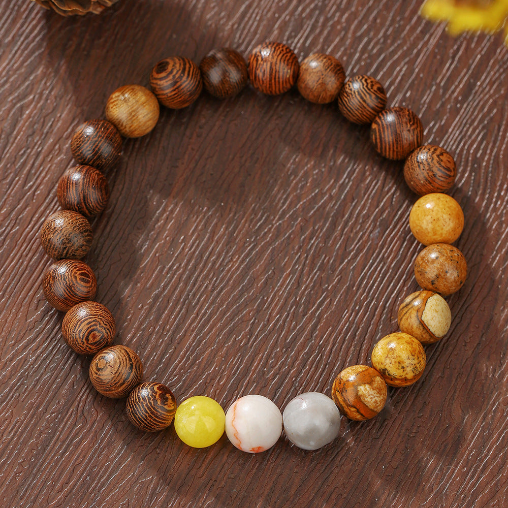 Geometric Round Planet Beaded Bracelet Alloy Gemstone Unisex