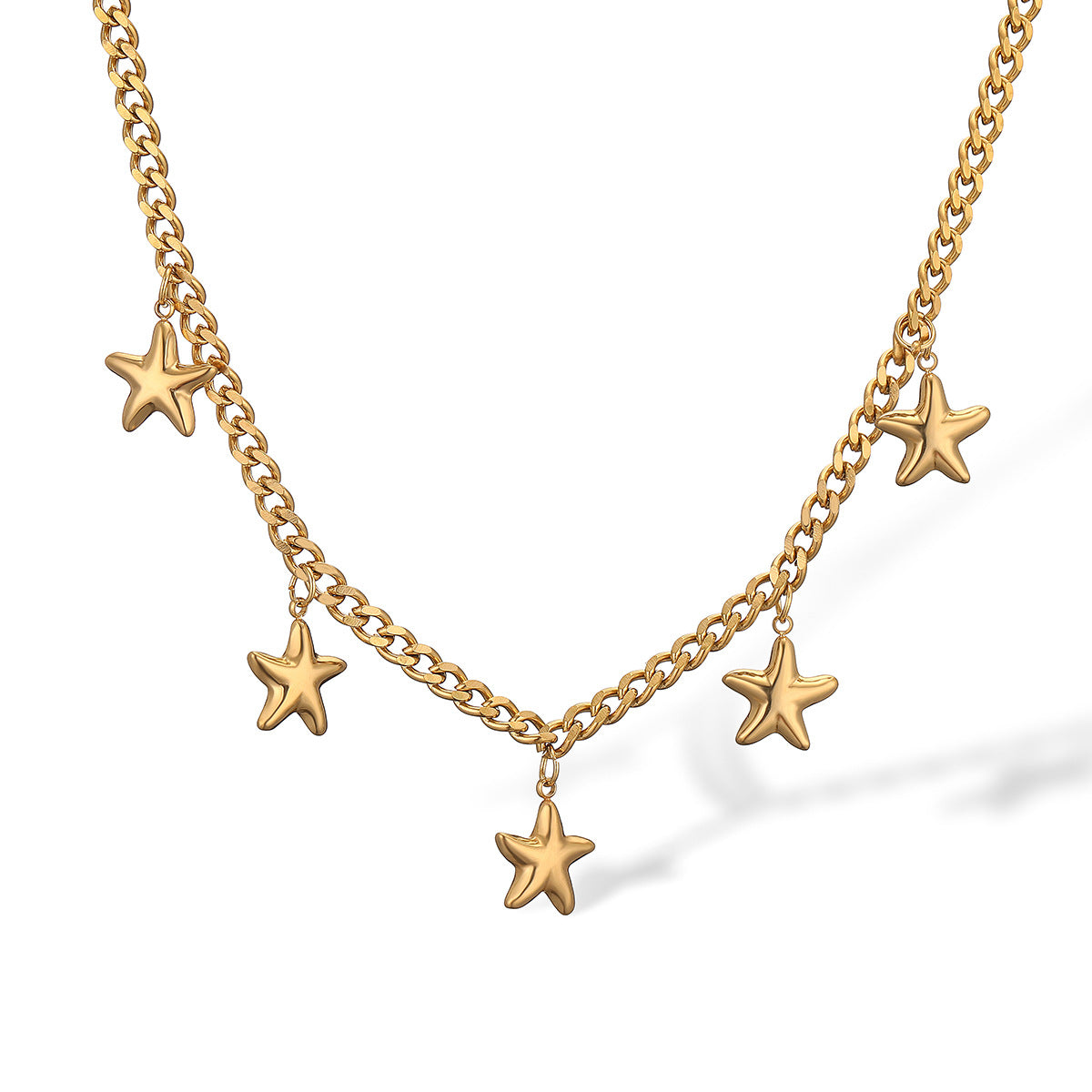 Collana con ciondolo a stella geometrica da donna in acciaio inossidabile placcato oro 18K, design minimalista e alla moda