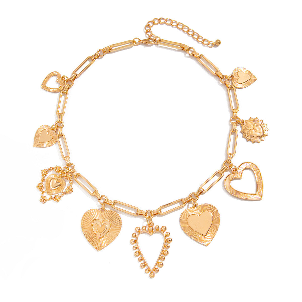 Collar con colgante de aleación en forma de corazón, dulce y atrevido, con detalle de borla para mujer