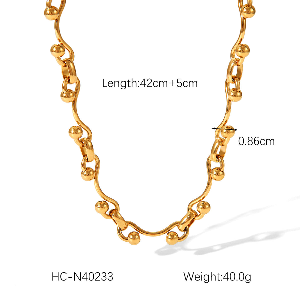 Collana minimalistica geometrica in acciaio inossidabile da donna con finitura galvanizzata a catena fatta a mano