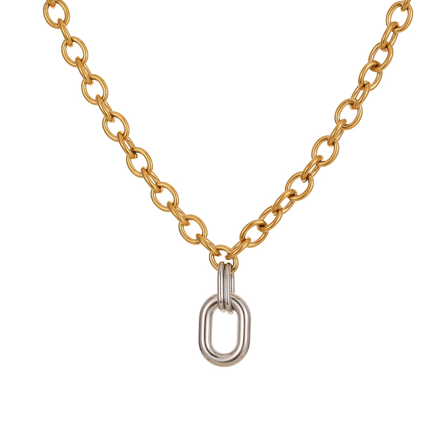 Collana con clavicola geometrica minimalista in acciaio inossidabile placcato oro e argento
