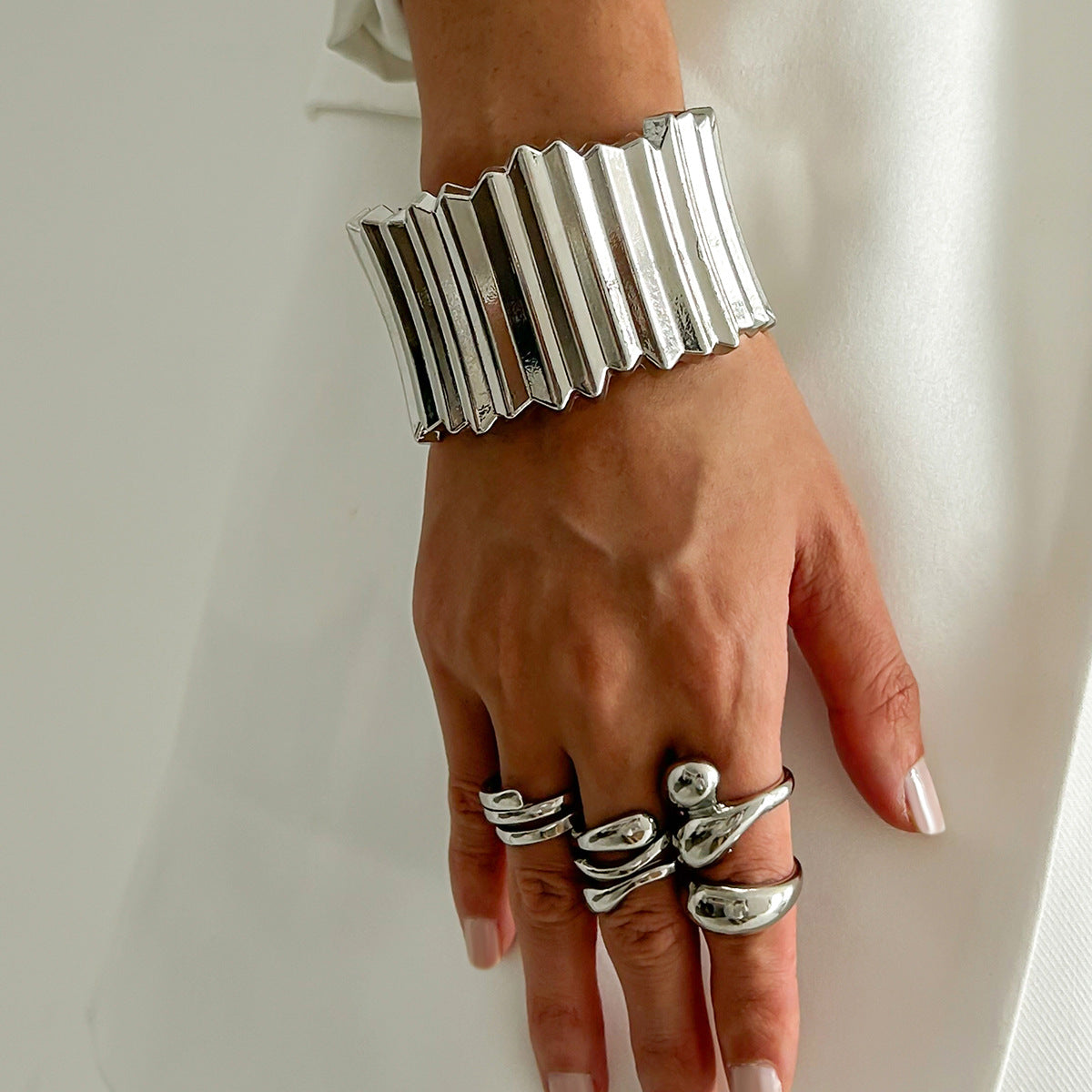 Punk Plated Alloy Wide Cuff Bracelet for Women