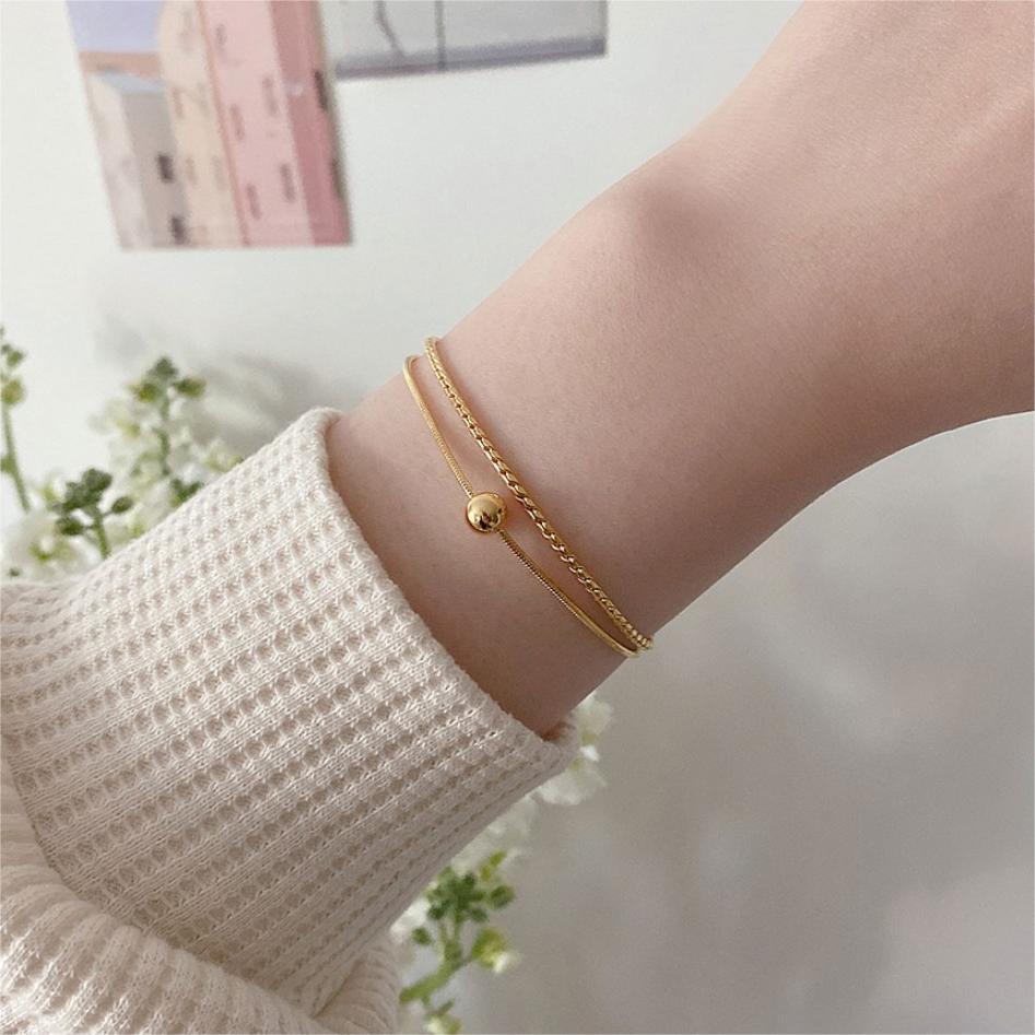 Minimalist Geometric Snake Chain Bracelet in Sterling Silver S925