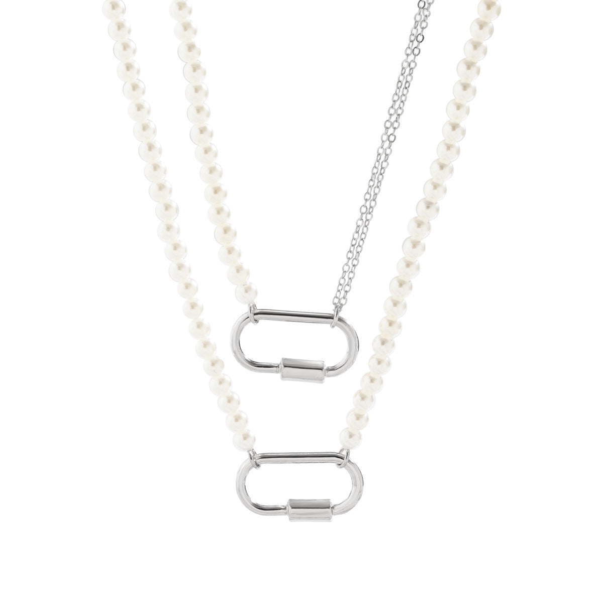 Collar colgante de aleación geométrica minimalista con borla desmontable, cadena en forma de Y con cierre en O chapado en cruz