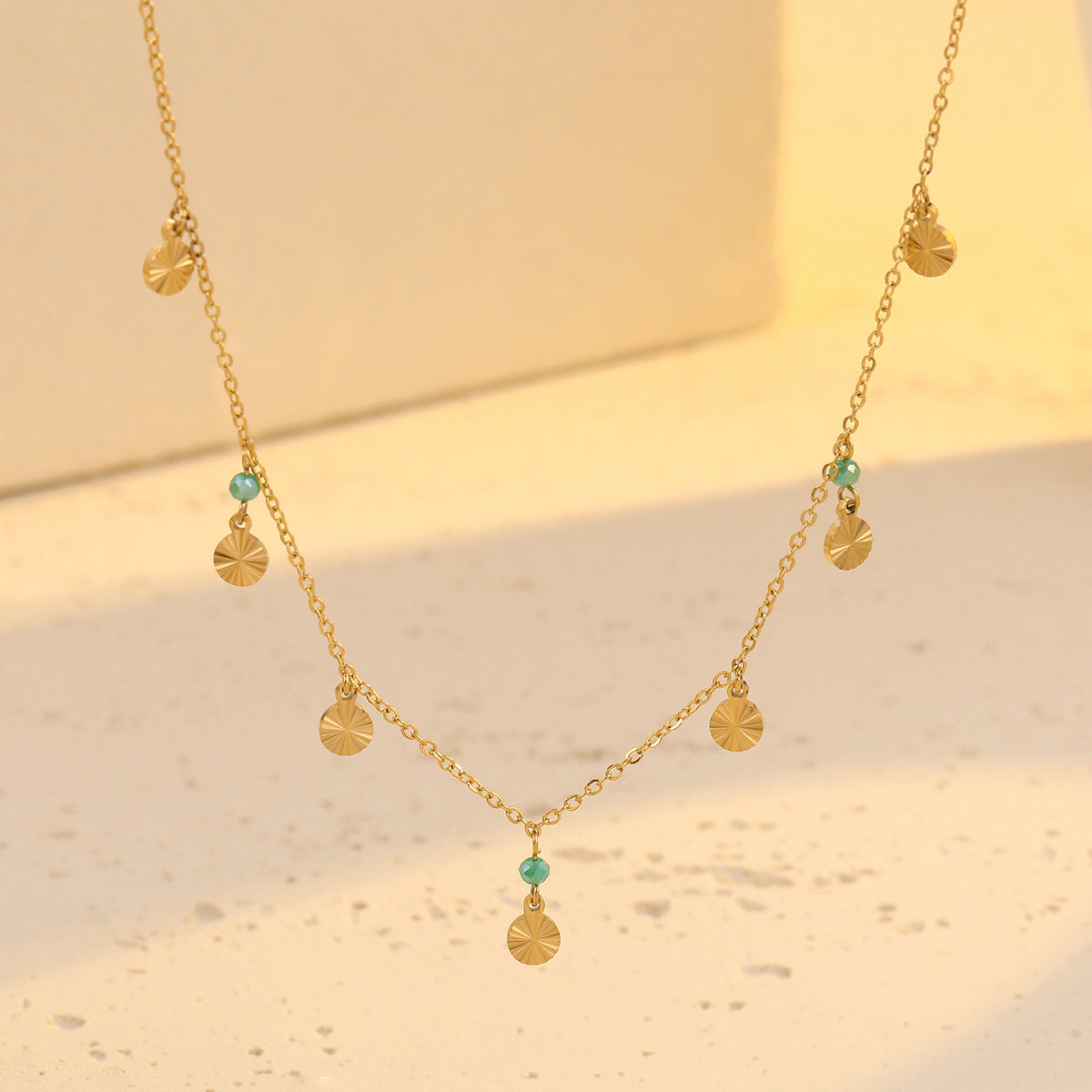 Collana Geometrica alla Moda in Acciaio Inossidabile con Placcatura in Oro 18K per Donna, Delicata Catena alla Clavicole