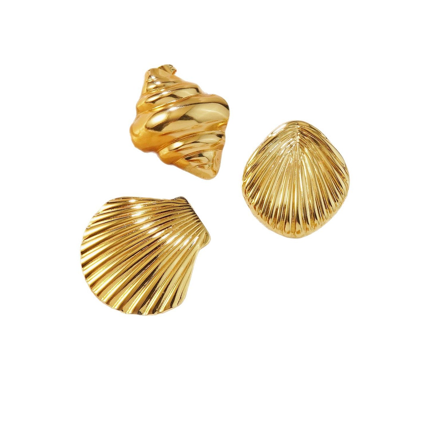 Beach Style Stainless Steel Geometric Starfish Shell Stud Earrings for Women