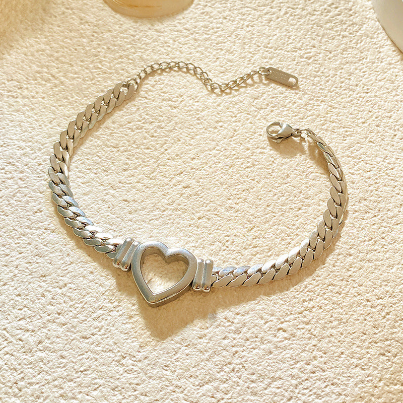 Minimalist Gold Plated Titanium Steel Heart Necklace Unisex Hollow Design