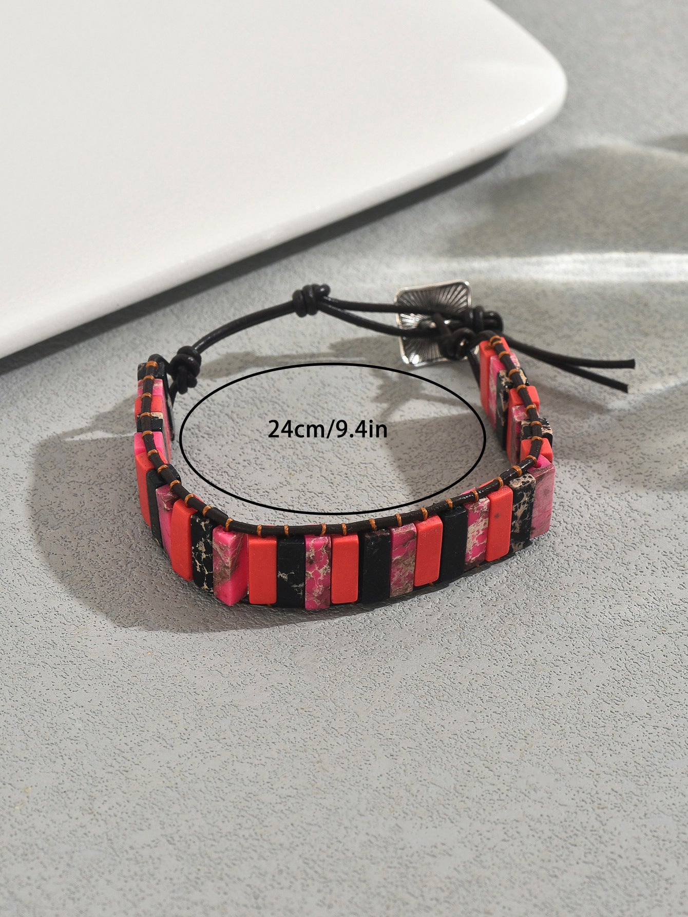 Geometric Style Women's Bracelet with Natural Stone Beads and Woven Design for Everyday Wear
