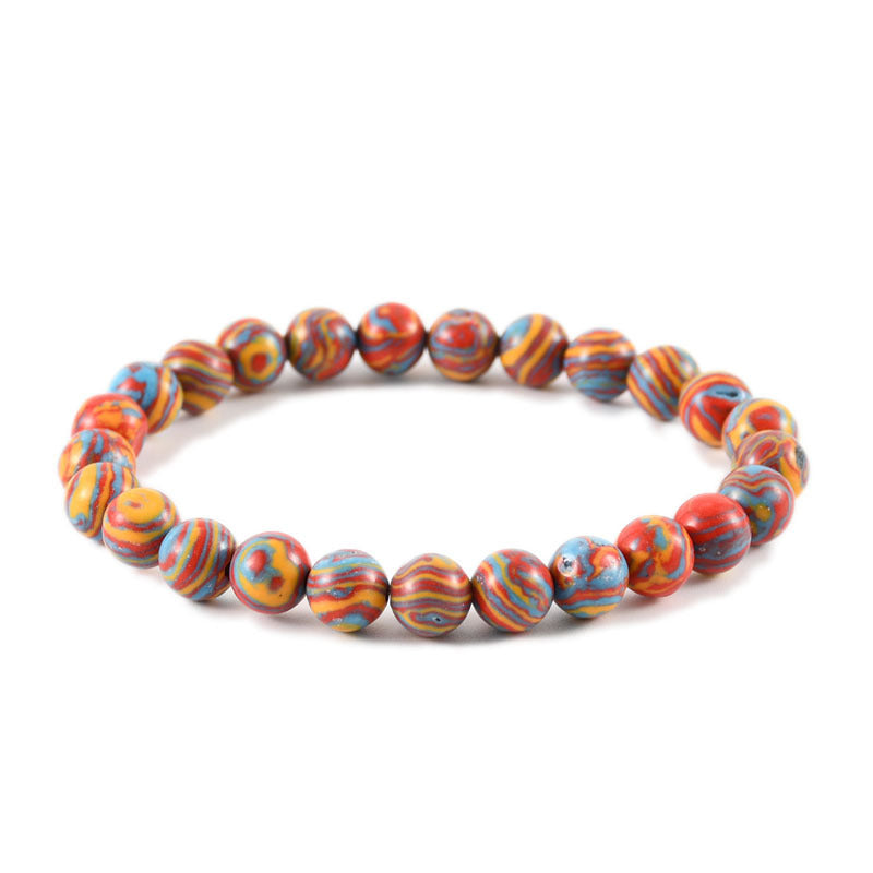 Geometric Natural Stone Agate Beaded Bracelet Unisex Handmade Jewelry