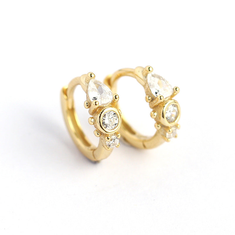 Orecchini a cerchio in argento sterling S925 a goccia minimalisti con intarsio di zirconi