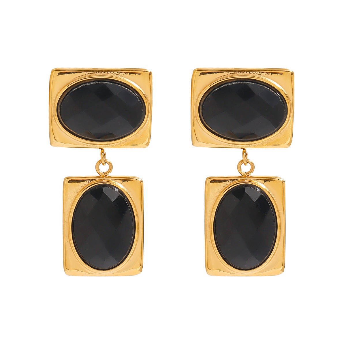 Minimalist Geometric Square Stainless Steel Plated Earrings with Titanium Steel Posts for Women