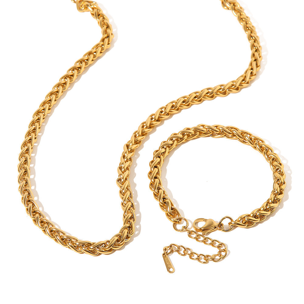 Geometric Stainless Steel Plated 18K Gold Fashion Bracelet for Women with Circular Design