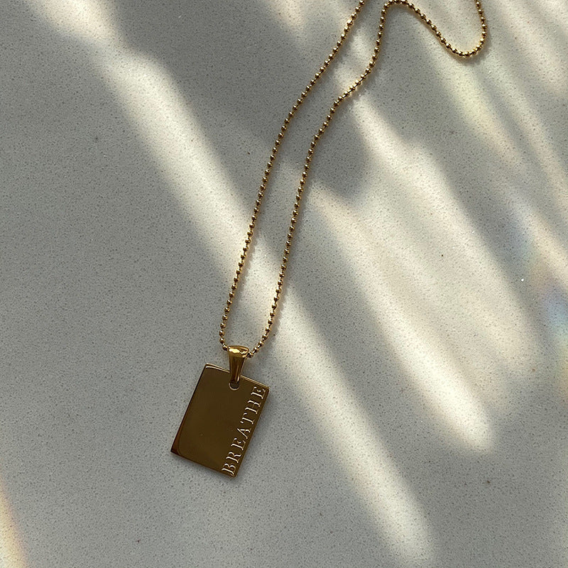 Collana con Pendente Quadrato Minimalista in Acciaio Inossidabile Placcato Oro 18K