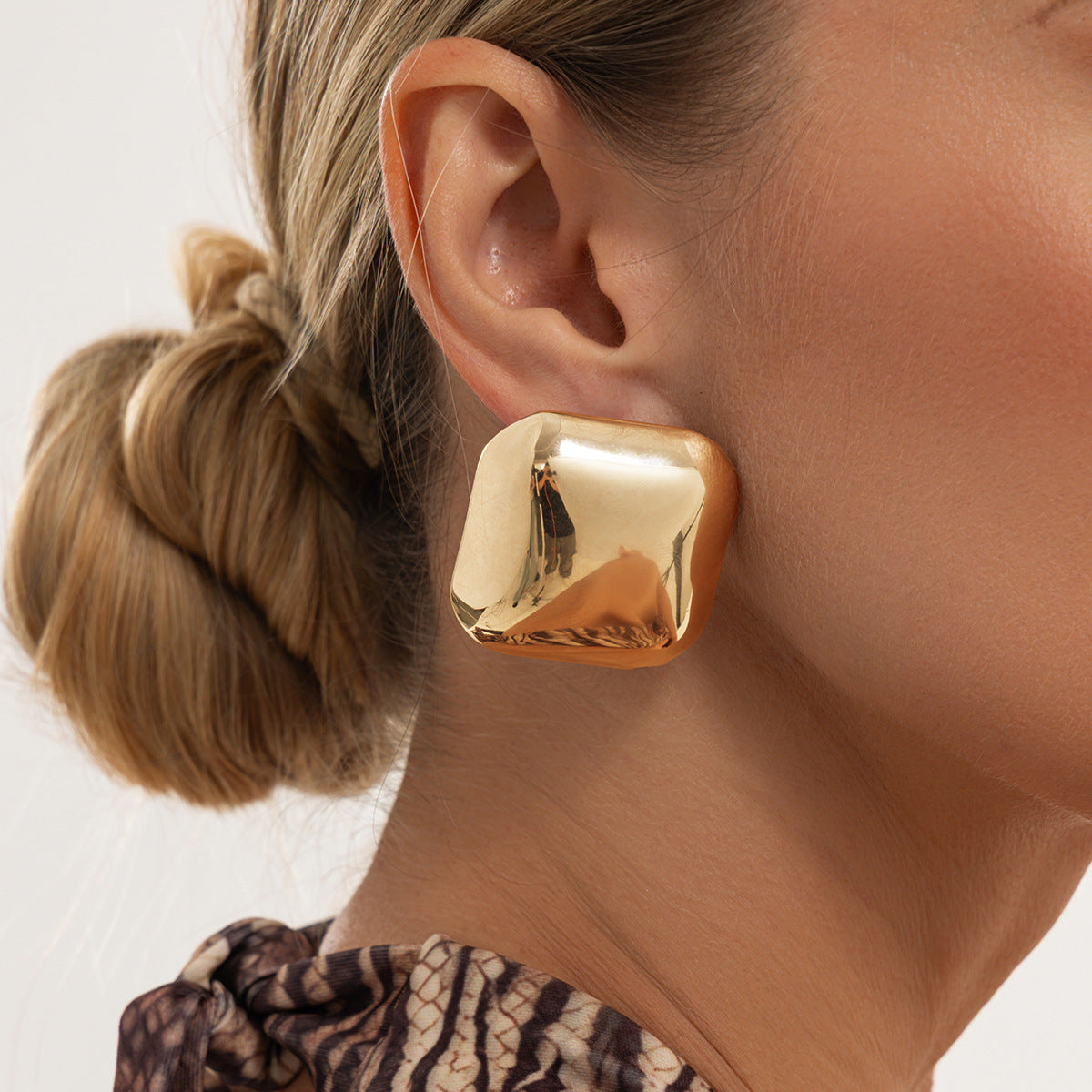 Minimalist Geometric Square Plated Iron Earrings for Women