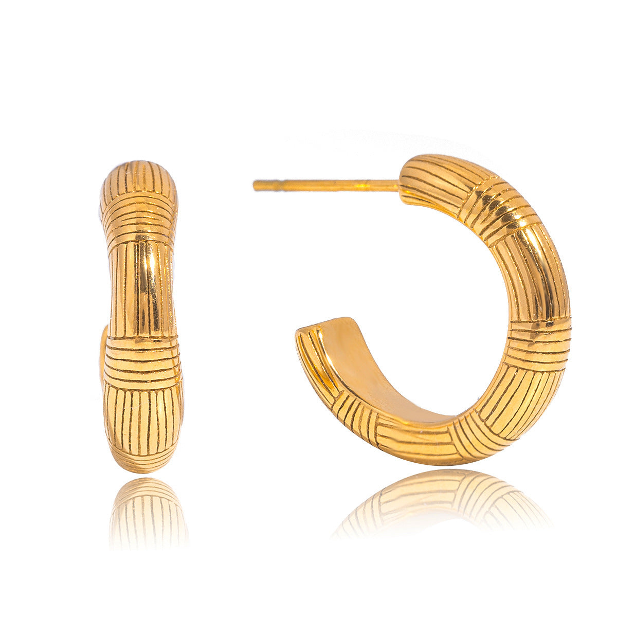 Pendientes de aro de acero inoxidable geométricos para mujer con acabado chapado, aretes minimalistas de lujo