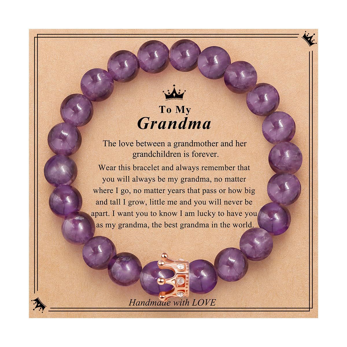 Elegant Crown Brass Bracelet with Natural Agate and Rhodochrosite Beads