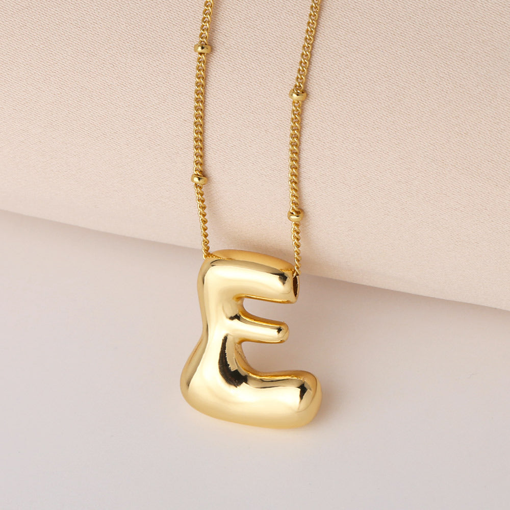Minimalist Gold Plated Brass Letter Pendant Necklace Cable Chain Unisex Jewelry