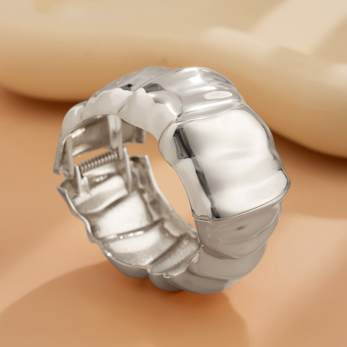 Vintage Irregular Pleated Zinc Alloy Plated Open Cuff Bracelet Set