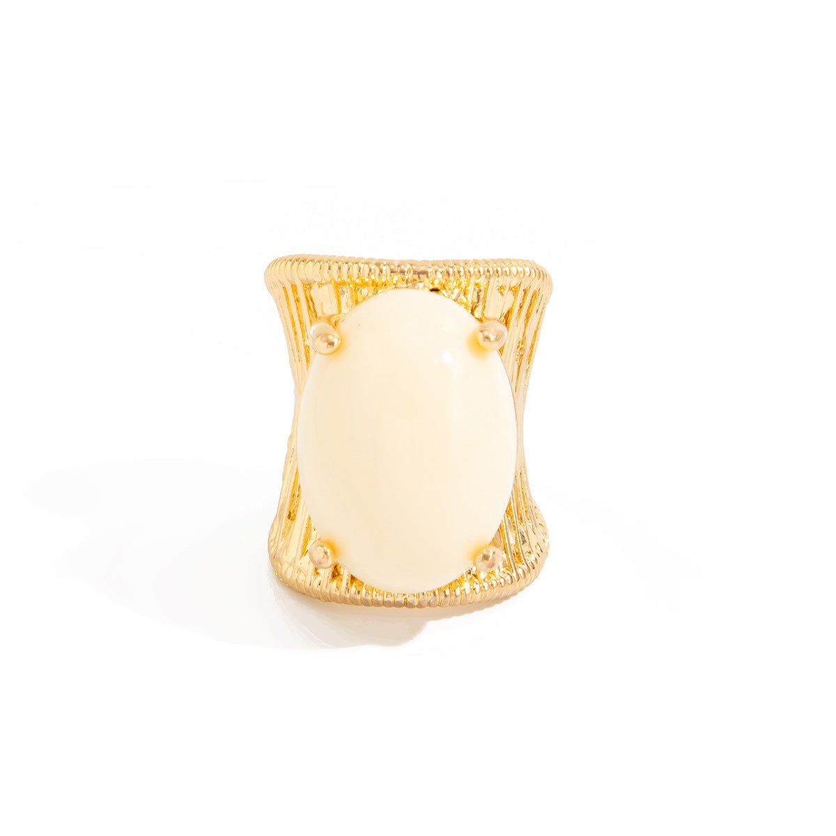 Anello da donna vintage hip-hop geometrico ovale placcato in lega con intarsio in resina