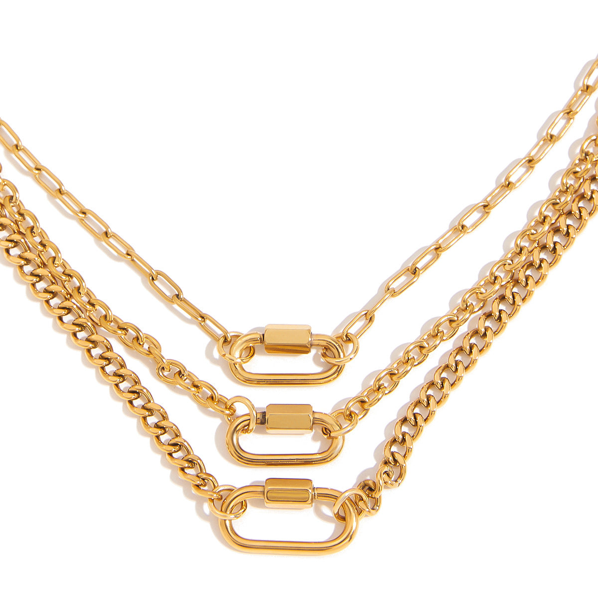 Minimalist Elegant Geometric Oval Stainless Steel Plated Titanium Steel Pendant Necklace Charm Bar for Women
