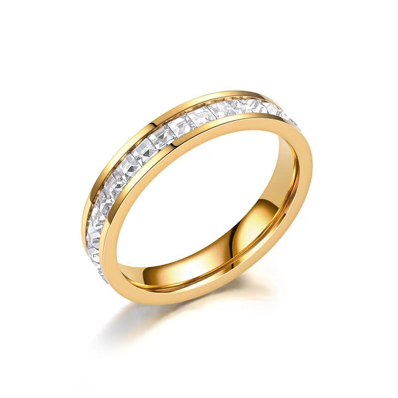 Anello "Cielo Stellato" Geometrico con Strass in Acciaio al Titanio per Uomo e Donna