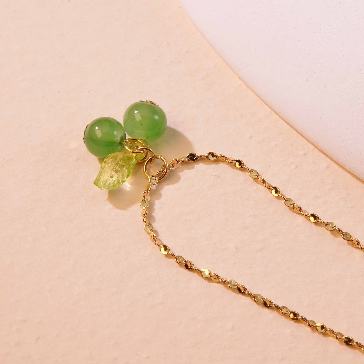 Sweet Cherry Titanium Steel Plated Necklace and Earring Set for Women