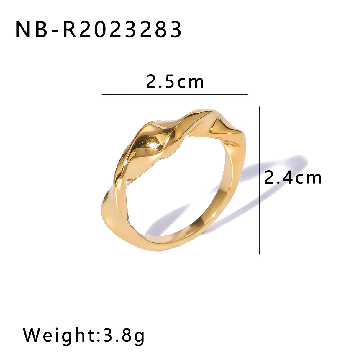 Bracciale da donna in acciaio al titanio con texture a onda minimalista, placcato sottovuoto