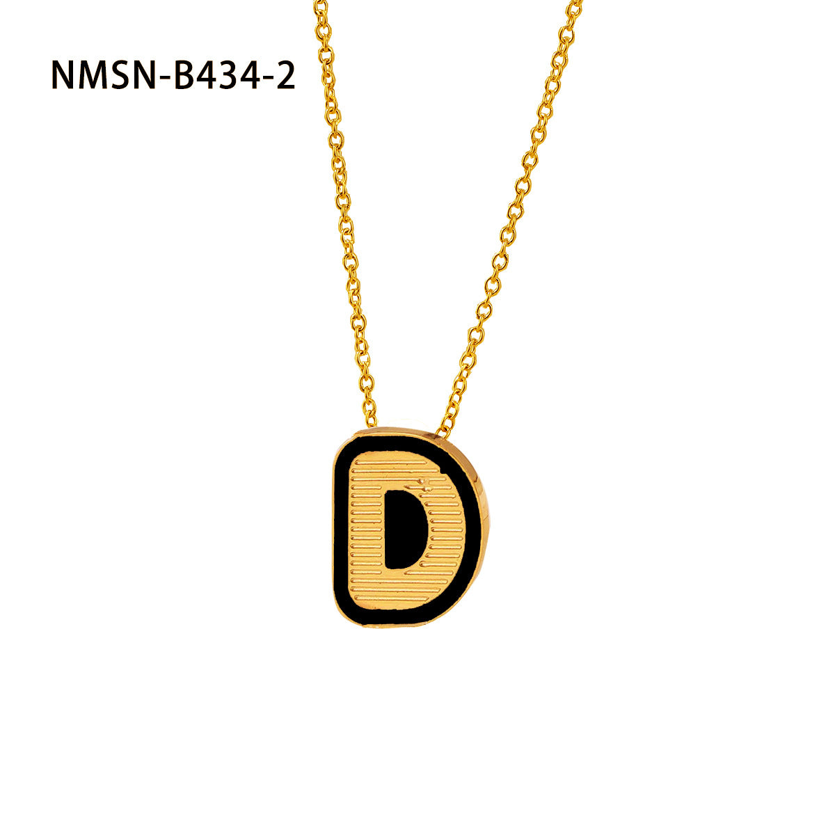 Collana con pendente a forma di lettera minimalista in acciaio inossidabile placcato oro 18 carati e dettagli in smalto da donna