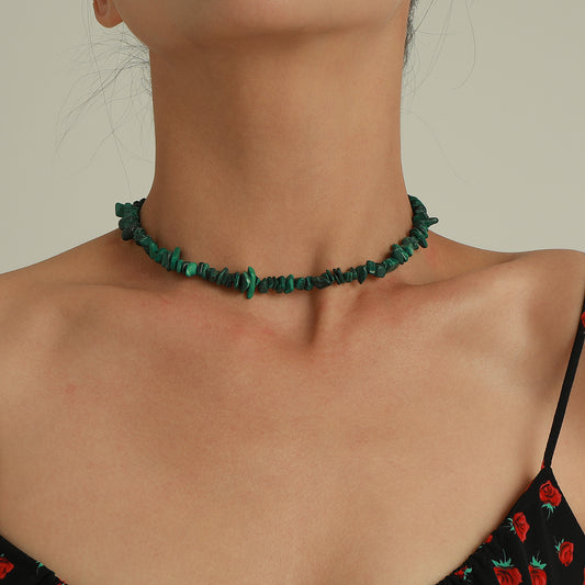 Collana Geometrica Minimalista Turchese da Donna con Cordino in Nylon