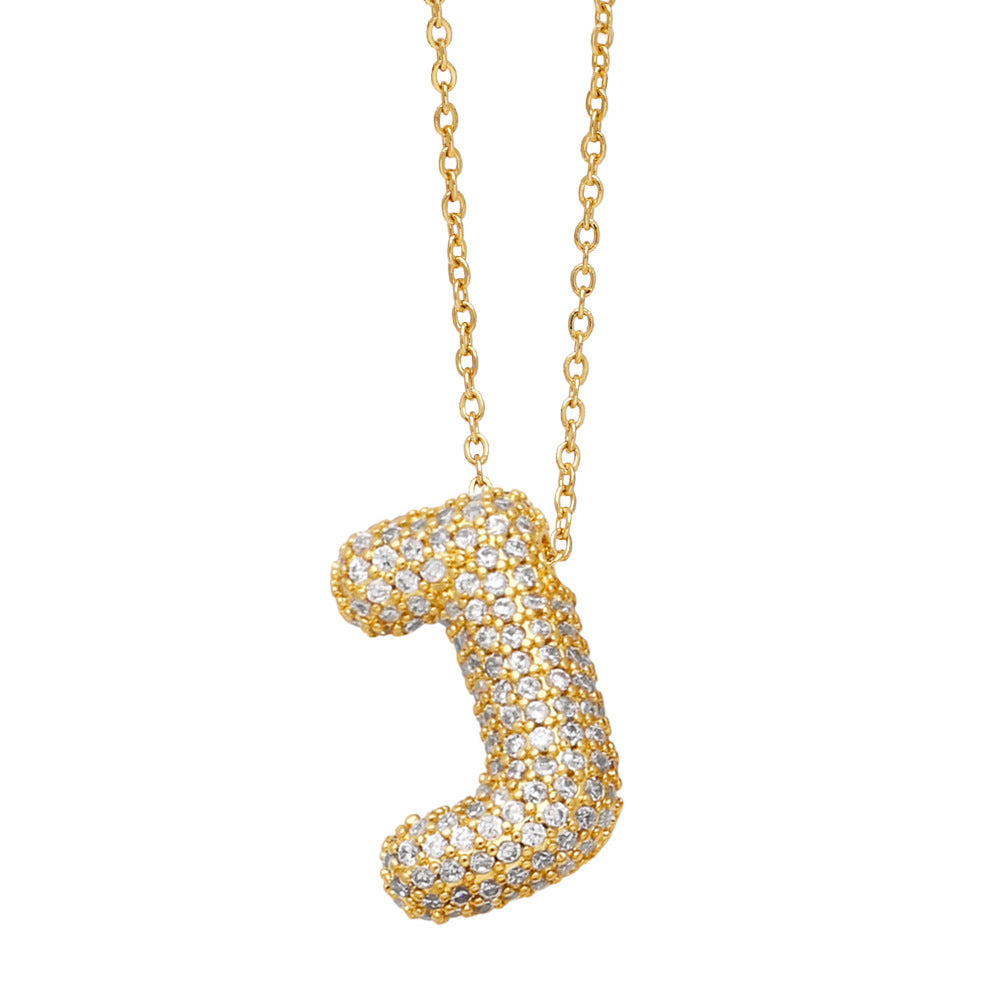 Minimalist Letter Brass Cubic Zirconia Plated Necklace Cable Chain Unisex