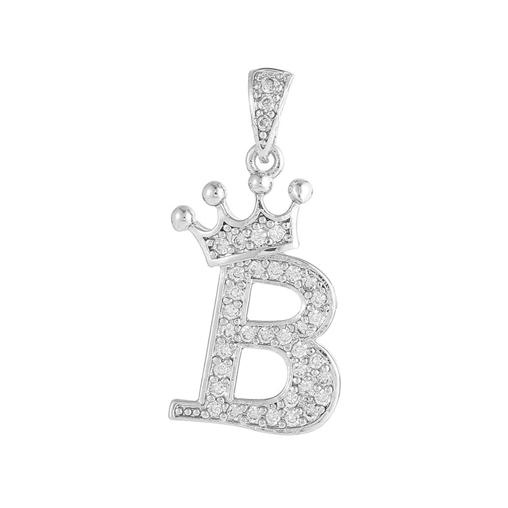 Silver Plated Brass Cubic Zirconia Inlaid Letter Charm Bar for DIY Necklace Bracelet