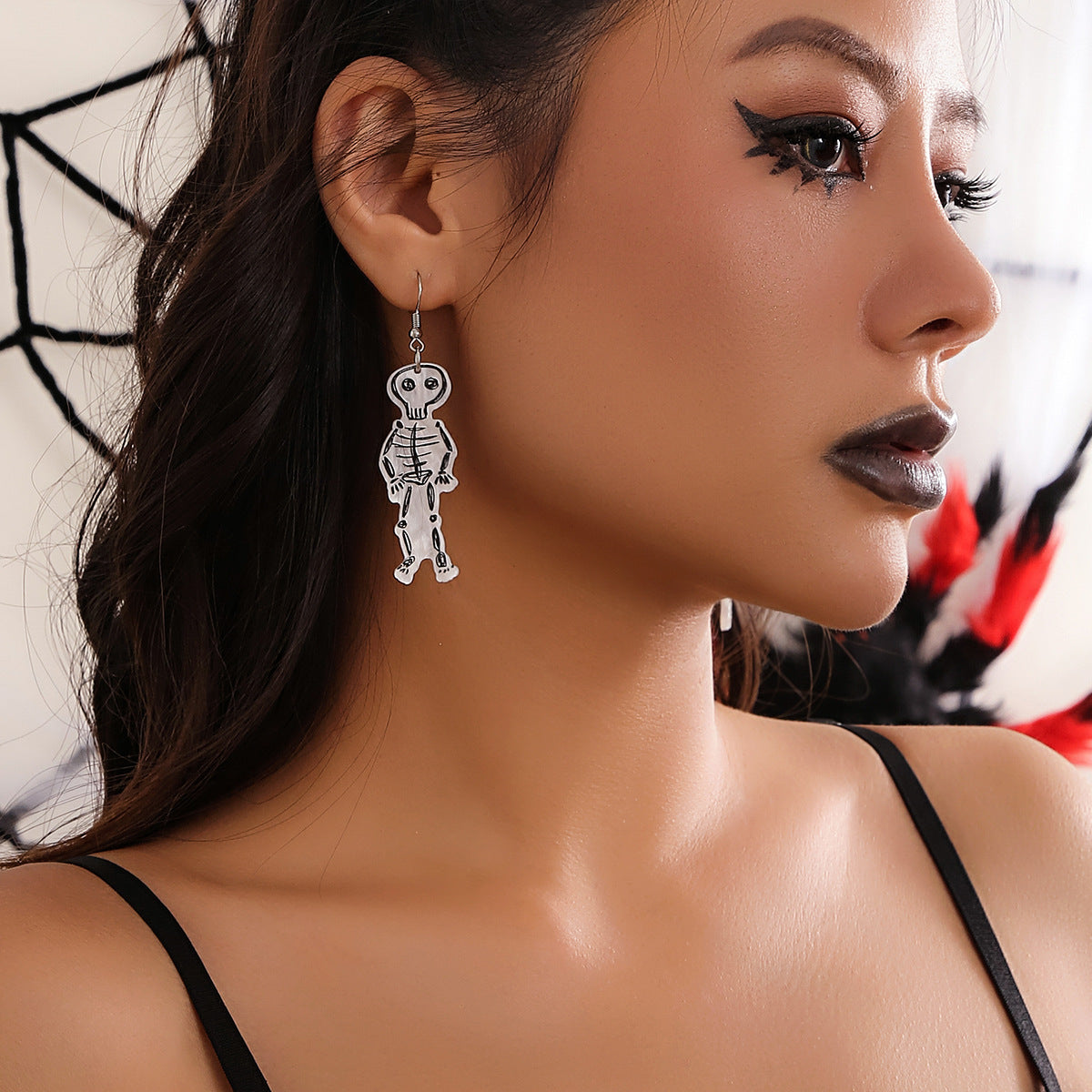 Sweet and Edgy Halloween Acrylic Earrings with Ghost Pumpkin Witch Motifs Geometric Heart Shape Stainless Steel Posts