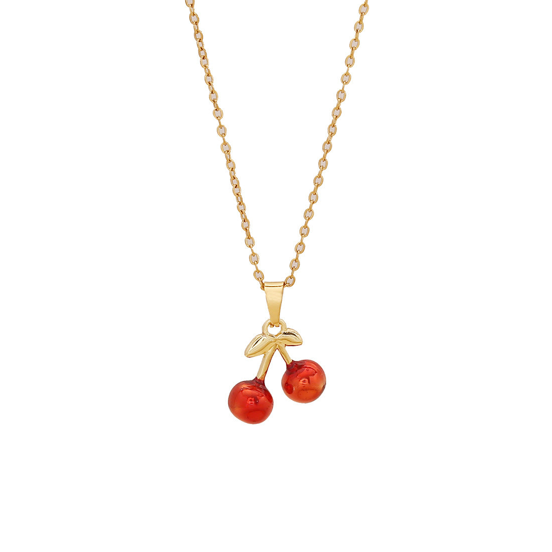 Graziosa collana con ciondolo a fragola e ciliegia in acciaio inossidabile dallo stile fresco e dolce