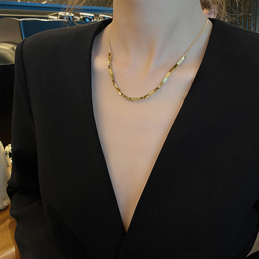 Collana da donna a catena serpente placcata in acciaio al titanio geometrica minimalista