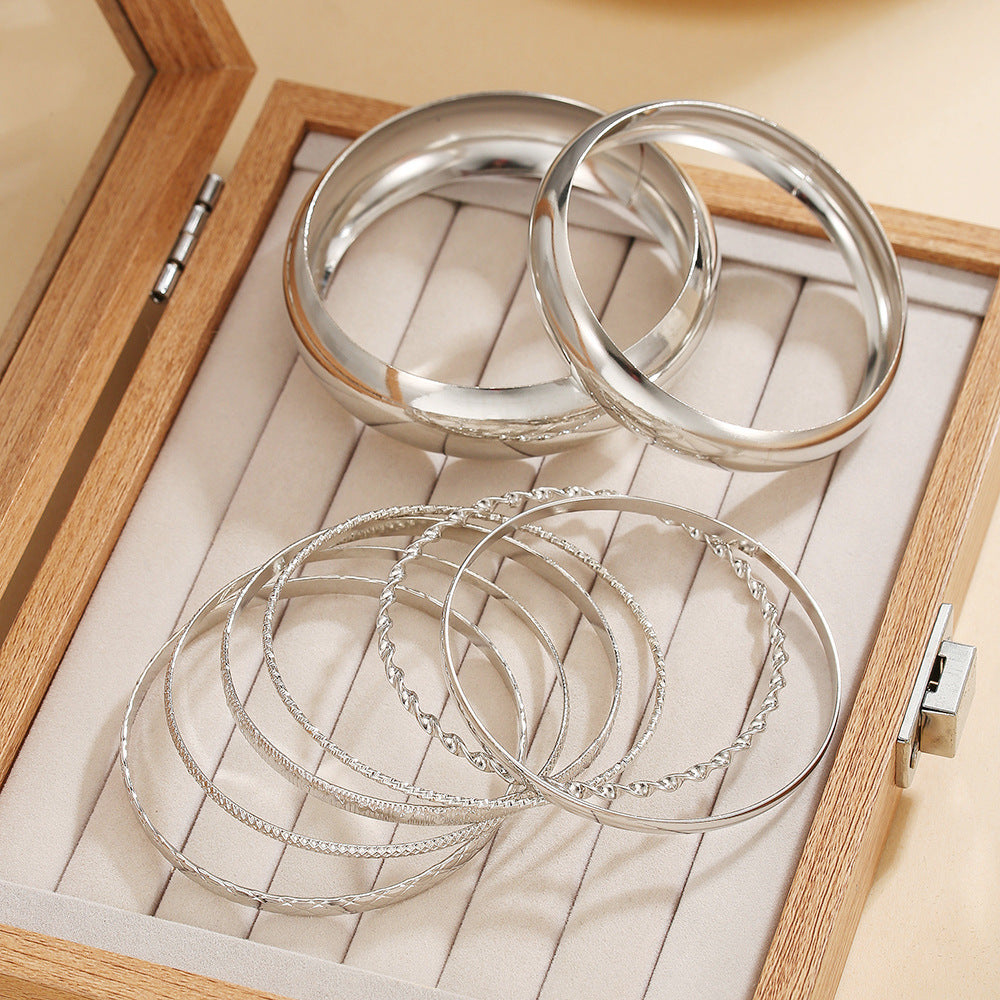 Minimalist Geometric Plated Iron Rope Bracelet Set