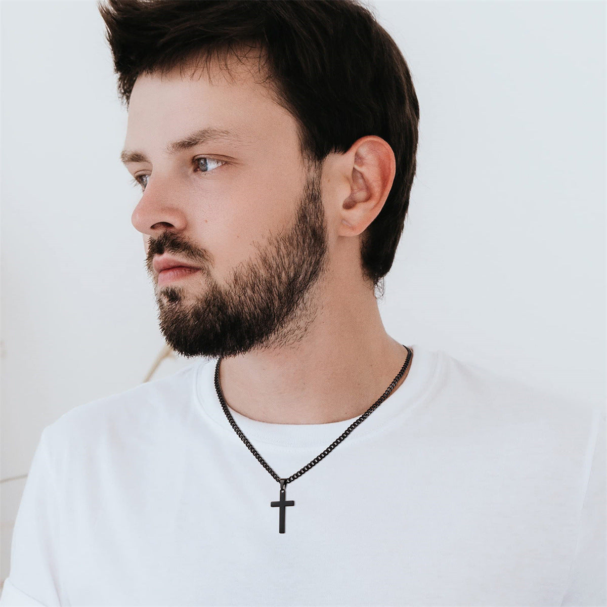 Minimalist Geometric Cross Pendant Necklace in Stainless Steel with Titanium Steel Charm and Plated Finish for Unisex Everyday Wear