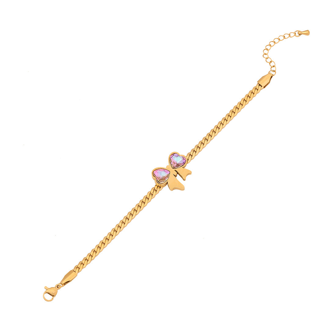 Fashionable Bowknot Pendant Necklace Set in Stainless Steel with Plated Finish for Women, Flat Snake Chain Locket Style