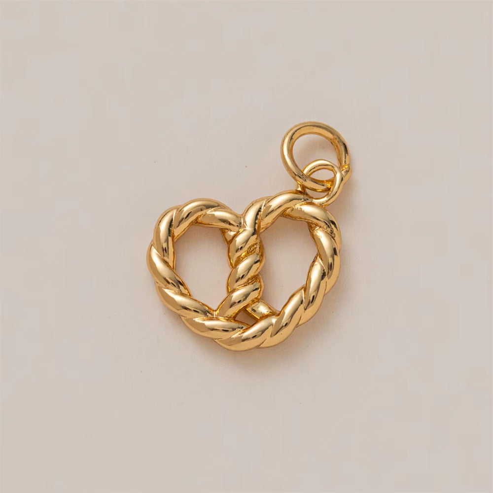 Minimalist Luxury Gold Plated Brass Geometric Plant Pendant with Cubic Zirconia for Unisex