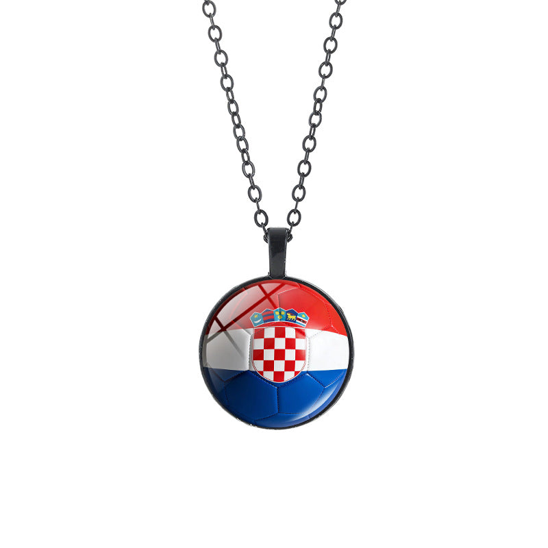 Collana casual in lega placcata con ciondolo in cristallo nero, catena a cavo unisex